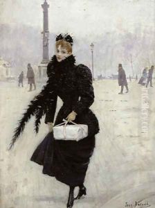 Parisian woman in the Place de la Concorde c.1890 by Jean-Georges Beraud