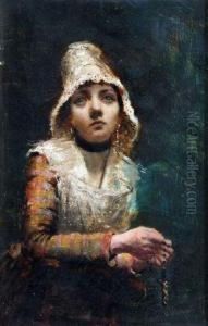 Study Of A Young Girl Holding A Crucifix