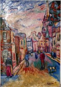 Scene De Rue En Bretagne by Pat Wilson