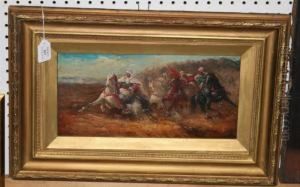 Eastern Scene With Figures On Horseback Charging Through A Landscape Eastern Scene With Figures On Horseback Charging Through A Landscape