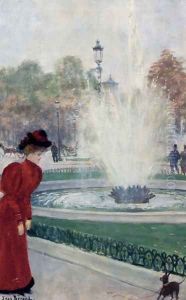 Parisienne Au Rond-Point Des Champs-Elysees by Jean-Georges Beraud