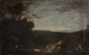 Peasants With Grazing Cattle by Richard Wilson