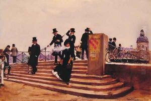Pont des arts (Bridge of Art) (or Windy day) by Jean-Georges Beraud