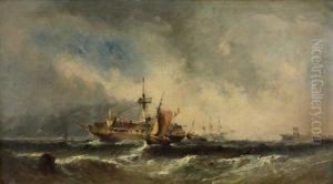 French Wrecked Warship Being Towed To Harbour