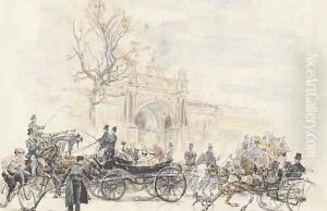 Devant le Palais de L'Industrie, Paris by Jean-Georges Beraud