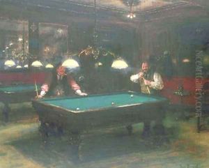 Les joueurs de billiard by Jean-Georges Beraud