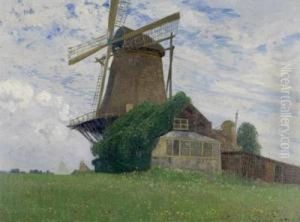 Landschaft Mit Windmuhle by Hans Wilt