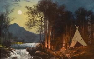 Moonlight Encampment by Charles Wimar