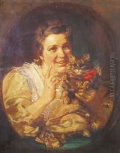Giovanetta Con Gatto. by Rudolf Wimmer