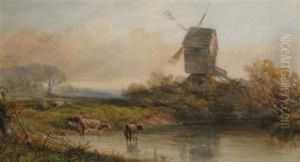 Cattle Watering Before A Windmill by Edmund Morison Wimperis