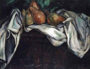 Still Life with Pears on a White Tablecloth