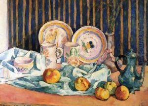 Still Life with Teapot, Apples and Dishes by Emile Bernard