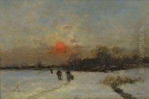 Winterliche Dorflandschaft Im Abendrot thumbnail