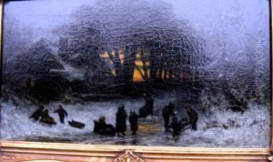 Winterpartie Bei Brannenburg Mit Spielenden Kindern by Anton Windmaier