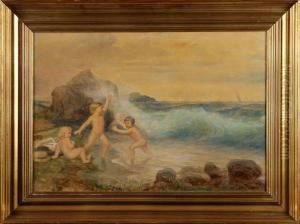 Lekande Barn Vid Kust by Marten Eskil Winge