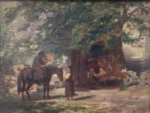 Landschaft Mit Reiter Und Personen by Olof Winkler