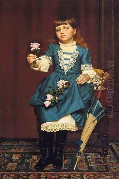 Daisy McComb Holding a Pink Rose - view 1