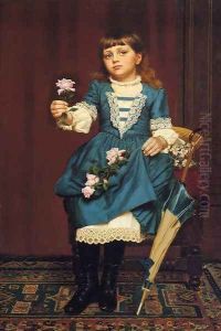 Daisy McComb Holding a Pink Rose by John George Brown