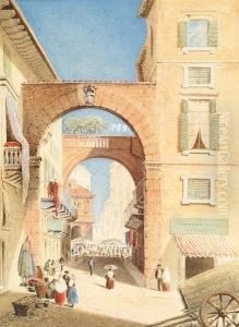 Street Scene In Verona 1864 by W H Winstanley