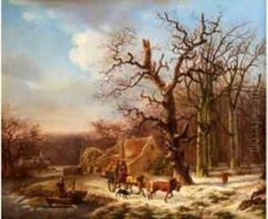 Paysage De Neige Anime De Personnages by Abraham Hendrik Winter