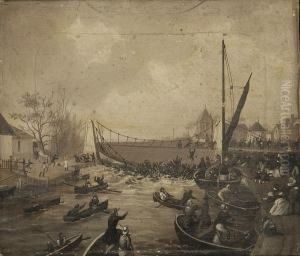 Falling Of The Bridge Great Yarmouth by Cornelius Jason W. Winter