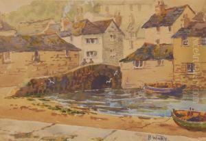 Old Bridge In Polperro by Hans Winter
