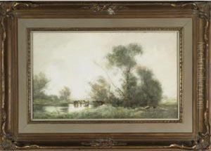Cows At A Pond by William Tatton Winter