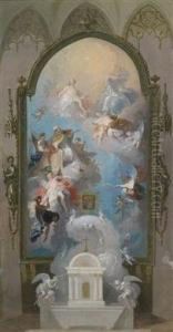 The Apotheosis Of St. Augustine In A Gothicising by Josef Winterhalder
