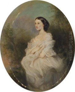 Portrait De Femme Au Chale Blanc by Franz Xavier Winterhalter