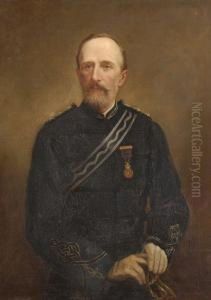 Portrait Of An Officer, Wearing The Uniform Of A Rifle Brigade Captain by Franz Xavier Winterhalter