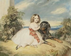 Portrait Of The Empress Eugenie As A Child by Hermann Winterhalter