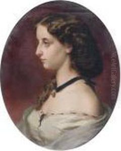 Portrait De Jeune Femme De Profil by Hermann Winterhalter