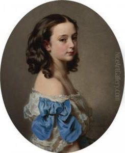 Portrait Of A Young Girl Said To Be Paula, Princess Essling, Duchess Of Rivoli by Hermann Winterhalter