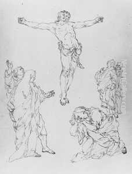 Die Kreuzigung Christi Mit Maria Und Johannes, Maria Magdalena Und Zwei Jungern. - view 1