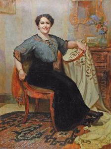 Portret Lwowianki W Czarnej Sukni by Leonard Winterowski