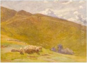 Sheep Grazing On The Uplands by Arthur Wintershaw