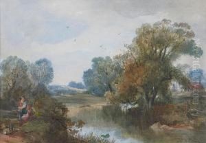 River Scene, Possibly Water Of Leith by John Crawford Wintour
