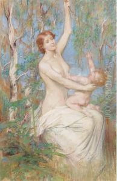 Mother And Child Amongst At The Edge Of A Wood - view 1