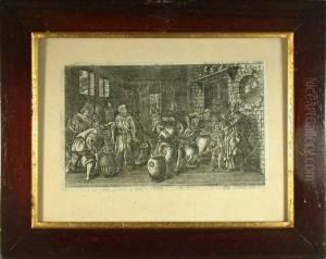 Hochzeit Zu Kana. Kupferstich by Adam Louis, Ludwig Wirsing