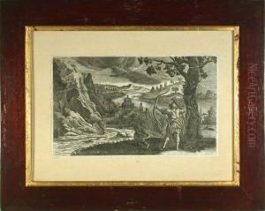 Mythologische Szene. Kupferstich by Adam Louis, Ludwig Wirsing