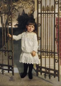 Young Boy Standing By The Front Gate by Ella G. Wise