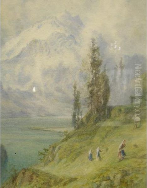 Alpine Scene With Figures - view 1