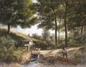 Woodcutter By A Stream