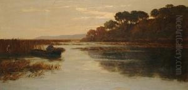 Extensive River Landscape, With Figure In Boat In The Foreground - view 1