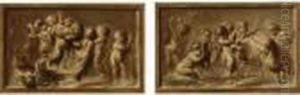 Putti With A Goat; Putti At Play by Johann Jacob Witte