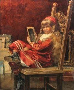A Portrait Of A Young Girl Sketching by John Henry Witte