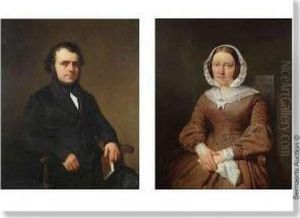 Portrait De Dame Et D'homme. by Johan Bernard Wittkamp