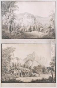 Zamek Kriebstein Niedaleko Waldheim Wsaksonii by Johann Friedrich Wizani