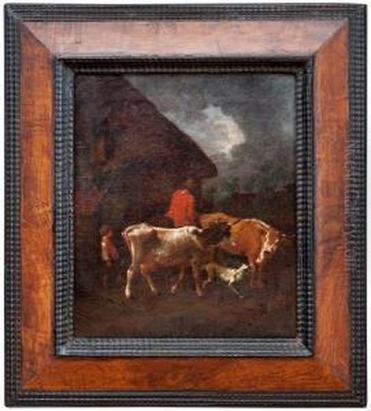 Cascinale Con Viandante A Cavallo E Armenti - view 1