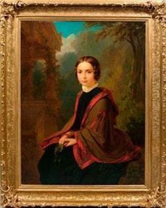 Spatbiedermeier-portrait Eines Madchens by Edmund Wodick